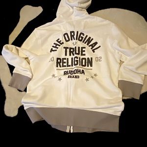 True Religion Hoodie White/Grey -Small
